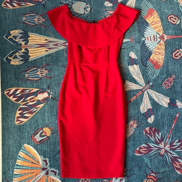 Zara Dresses & Skirts - Zara Elegant Red Off-Shoulder Dress, Size XS